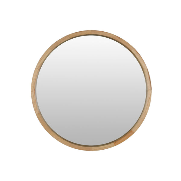 Echo Round Wooden Framed Wall Mirror 60cm - Light Wood