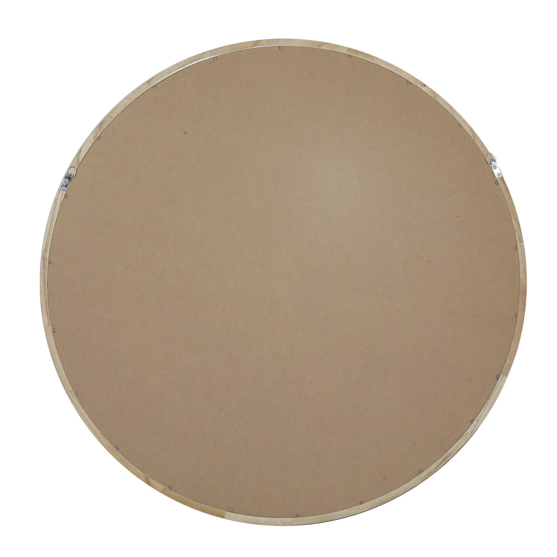 Echo Round Wooden Framed Wall Mirror 80cm - Light Wood