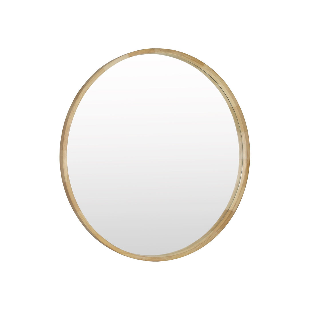 Echo Round Wooden Framed Wall Mirror 95cm - Light Wood