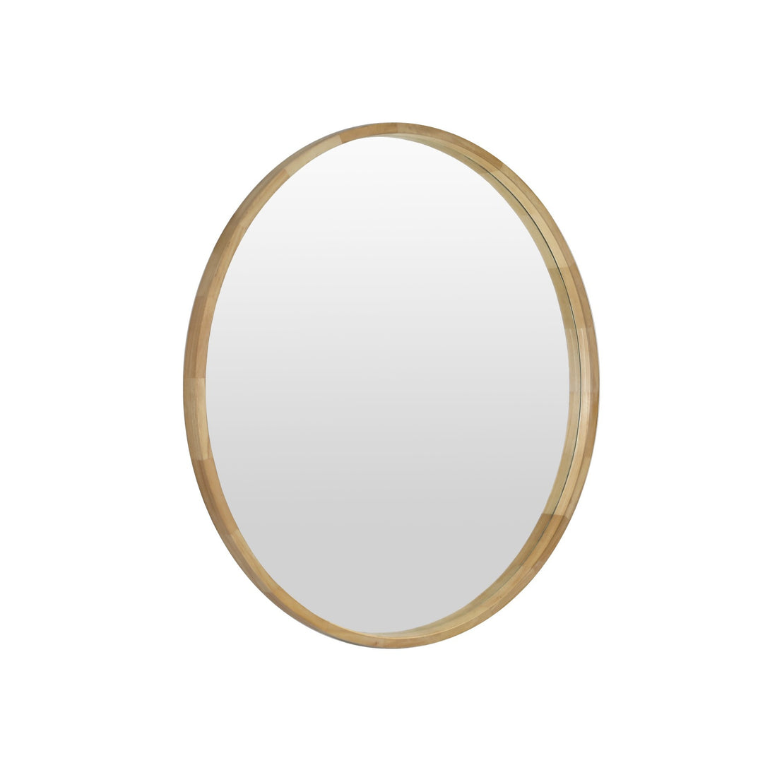 Echo Round Wooden Framed Wall Mirror 95cm - Light Wood