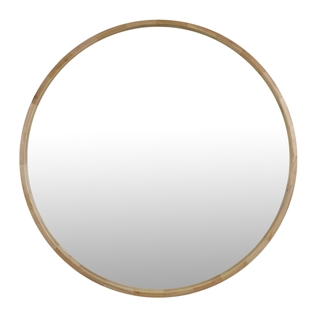 Echo Round Wooden Framed Wall Mirror 120cm - Light Wood