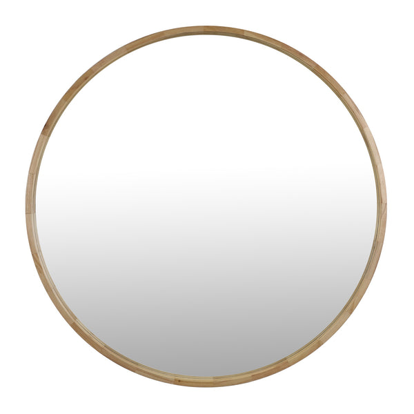 Echo Round Wooden Framed Wall Mirror 120cm - Light Wood