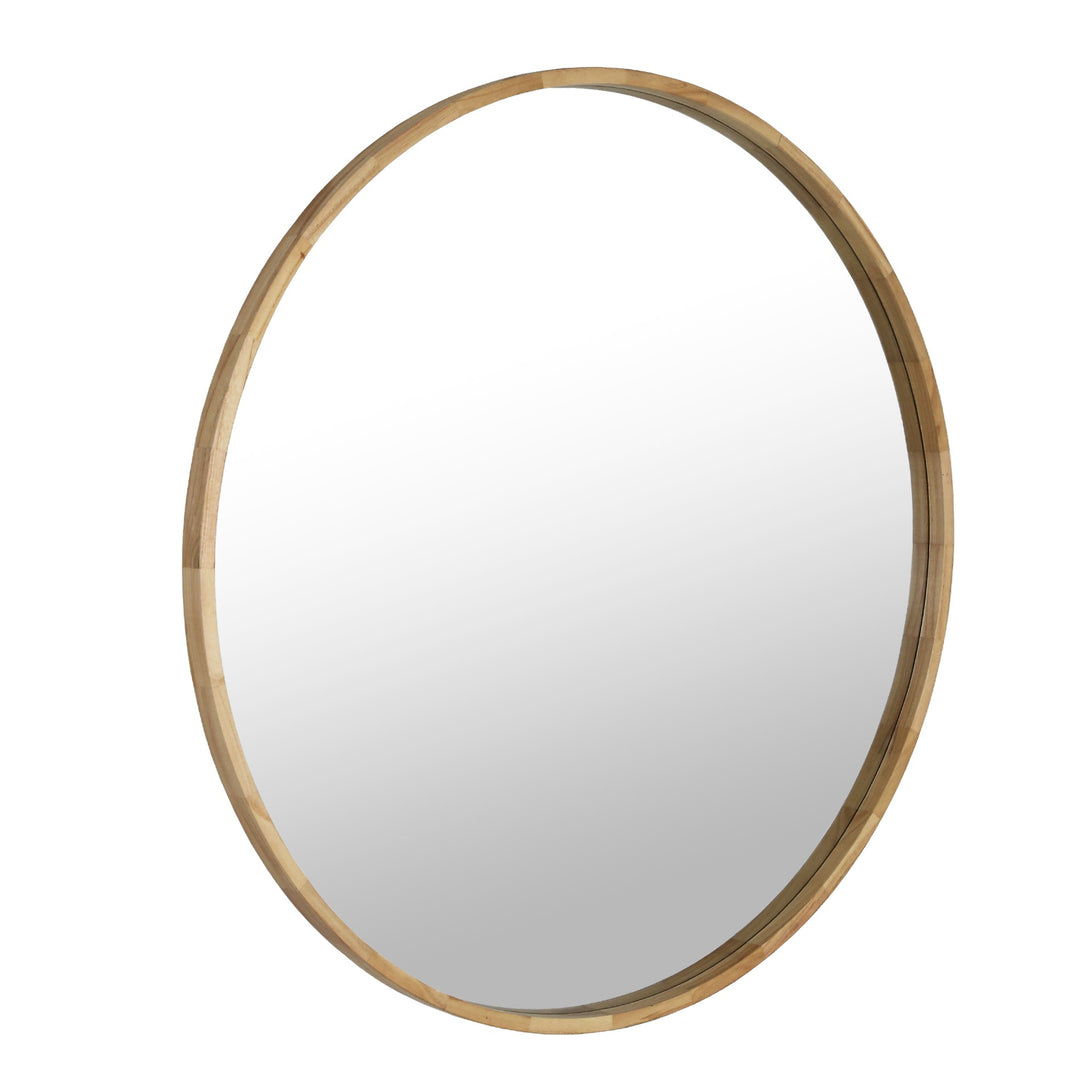 Echo Round Wooden Framed Wall Mirror 120cm - Light Wood