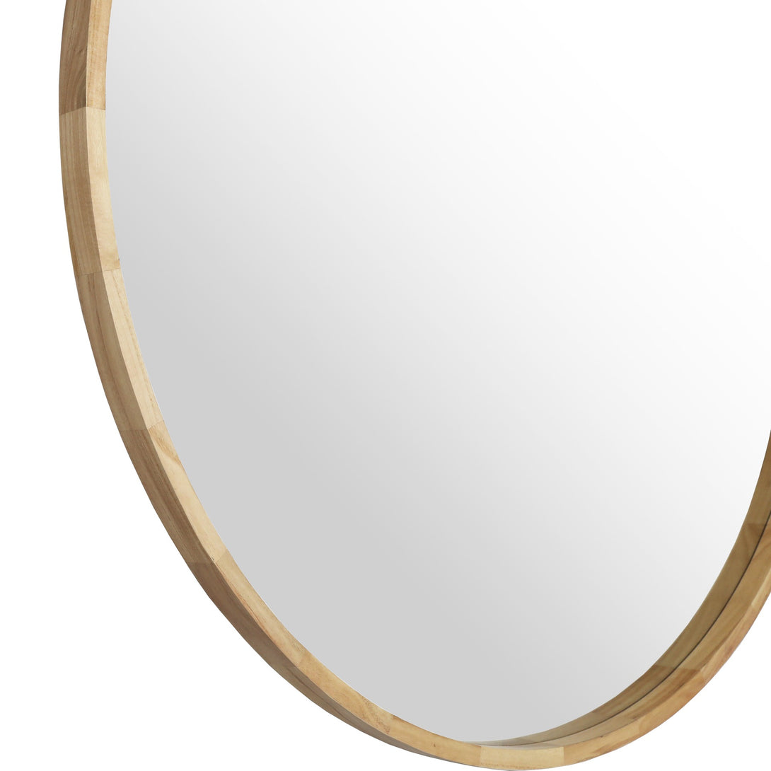 Echo Round Wooden Framed Wall Mirror 120cm - Light Wood