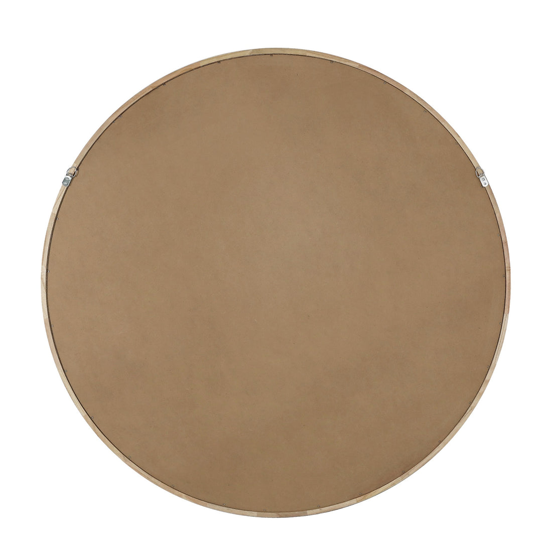 Echo Round Wooden Framed Wall Mirror 120cm - Light Wood