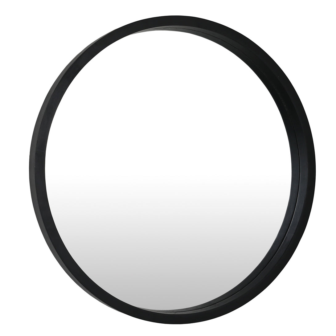 Echo Round Wooden Framed Wall Mirror 60cm - Black