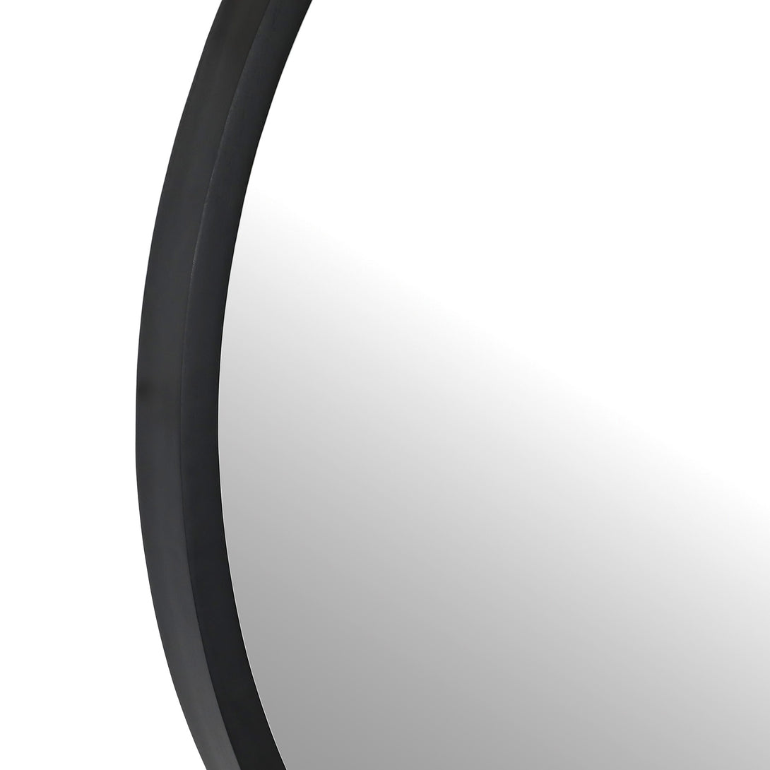 Echo Round Wooden Framed Wall Mirror 60cm - Black