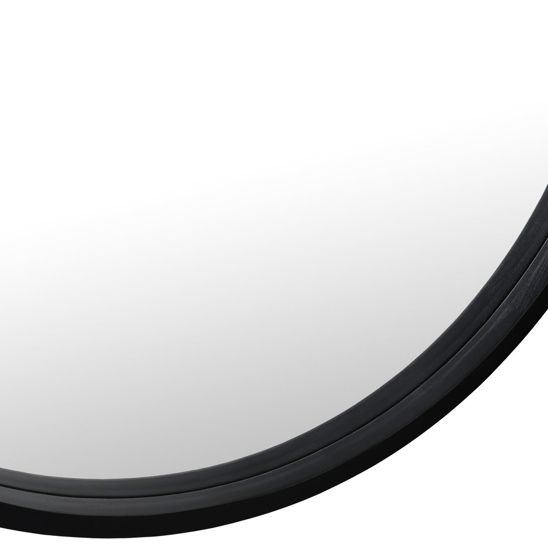 Echo Round Wooden Framed Wall Mirror 60cm - Black