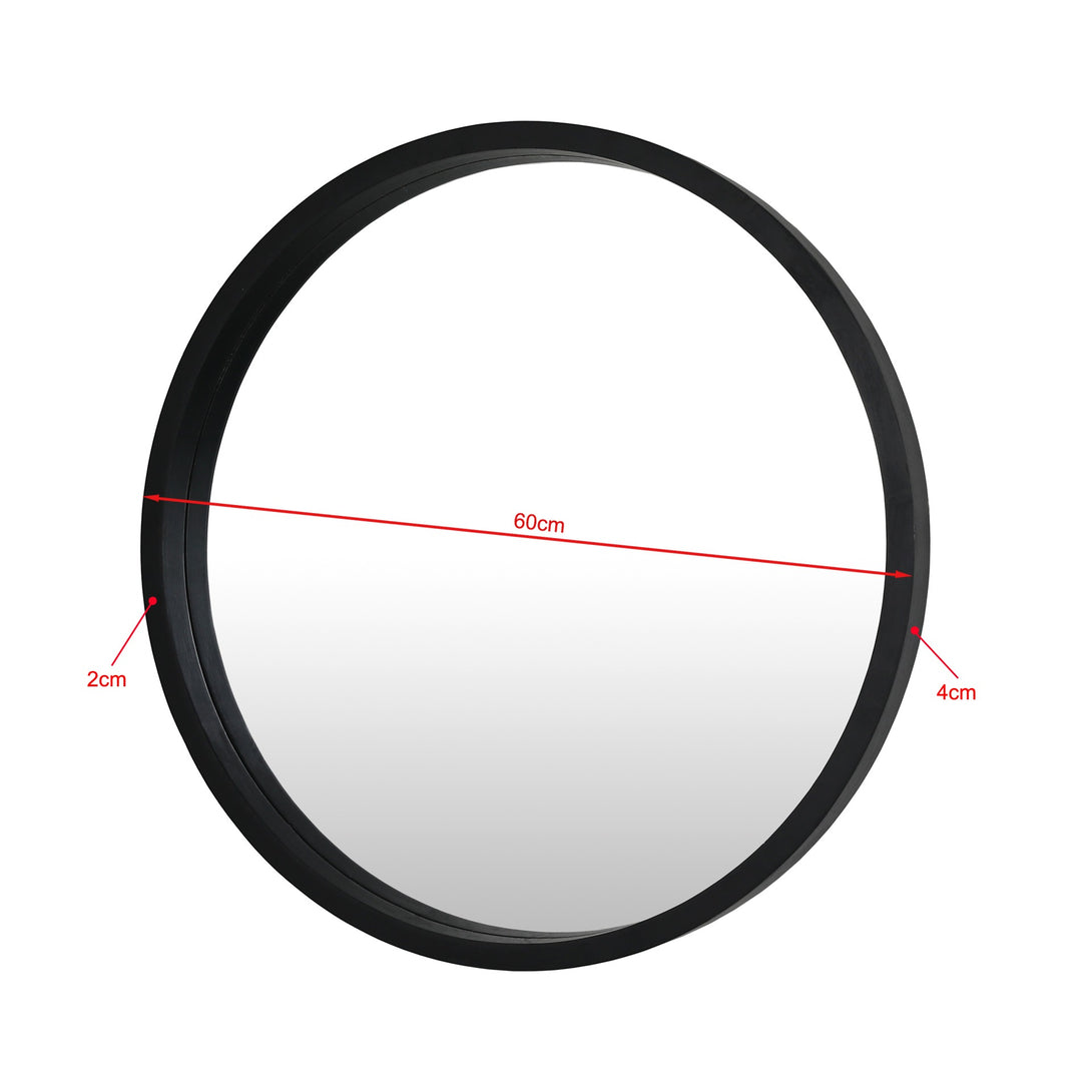 Echo Round Wooden Framed Wall Mirror 60cm - Black