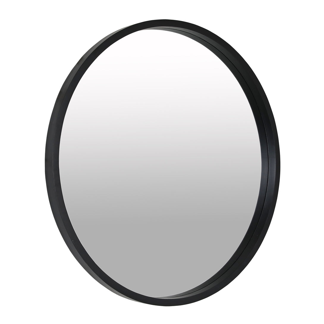 Echo Round Wooden Framed Wall Mirror 80cm - Black