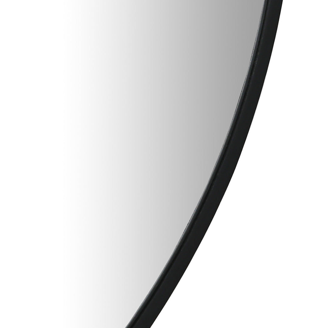 Noir Round Wooden Wall Mirror 50cm - Black