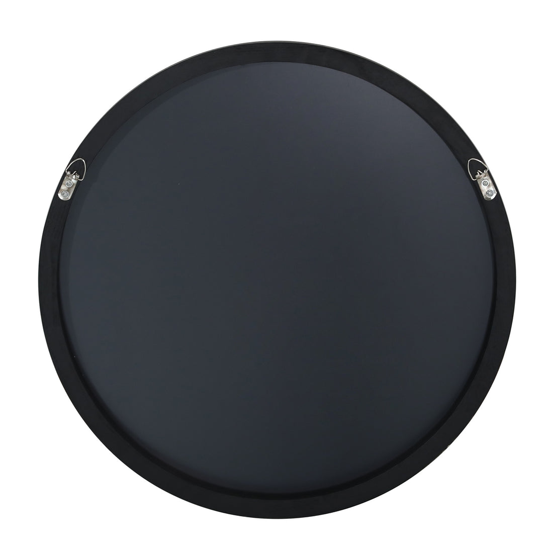 Noir Round Wooden Wall Mirror 50cm - Black