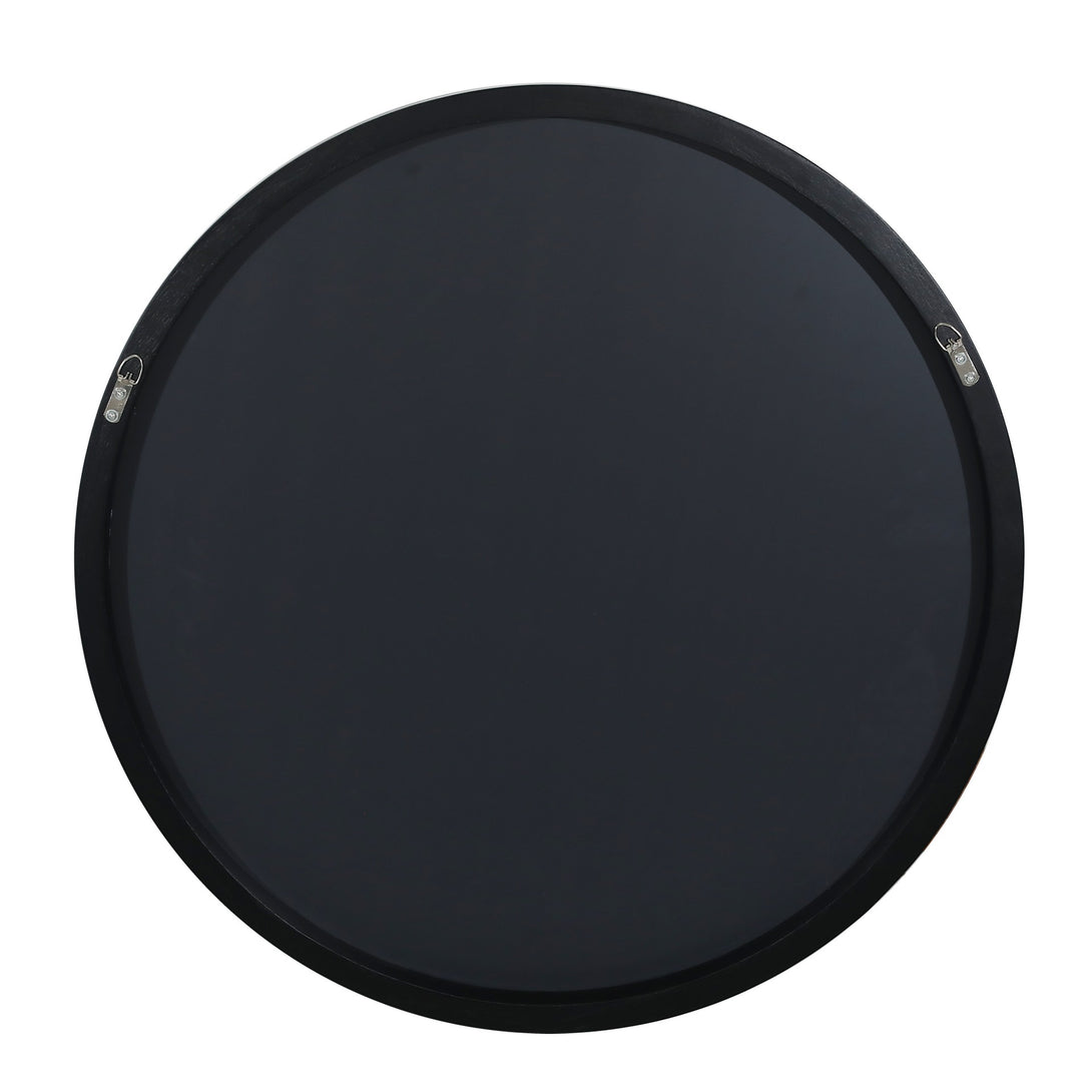Noir Round Wooden Wall Mirror 60cm - Black