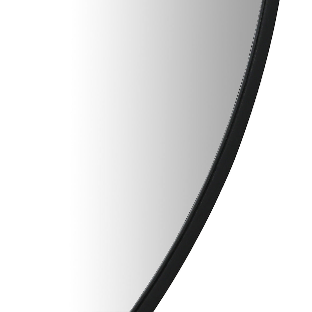 Noir Round Wooden Wall Mirror 80cm - Black