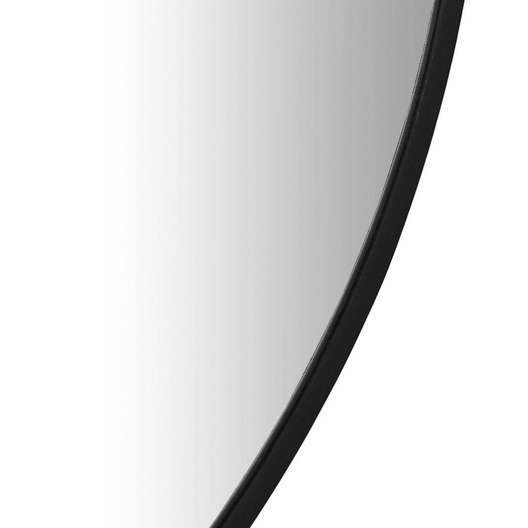 Noir Round Wooden Wall Mirror 100cm - Black