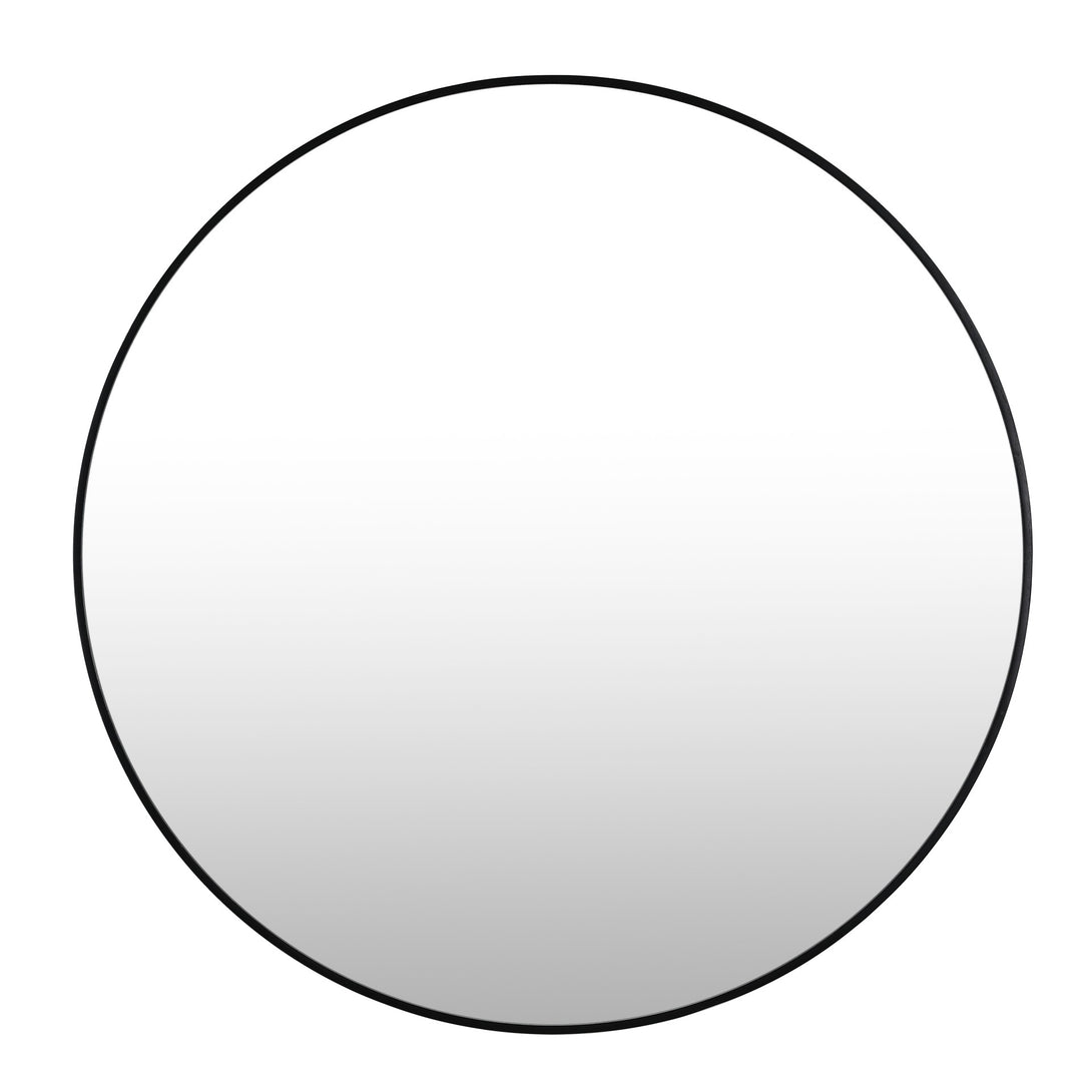 Noir Round Wooden Wall Mirror 120cm - Black