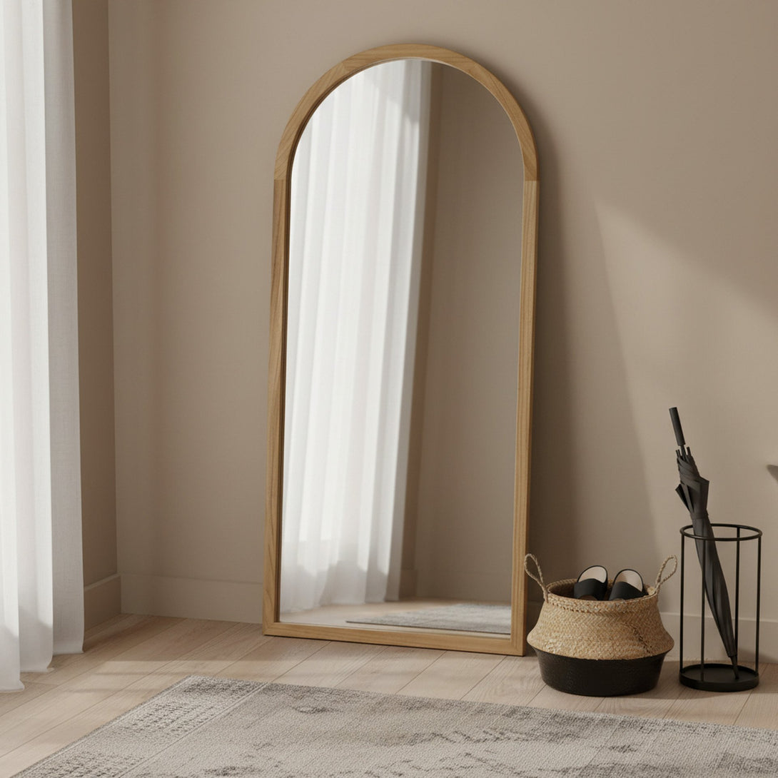Halo Arched Full Length Mirror 180cm - Light Wood