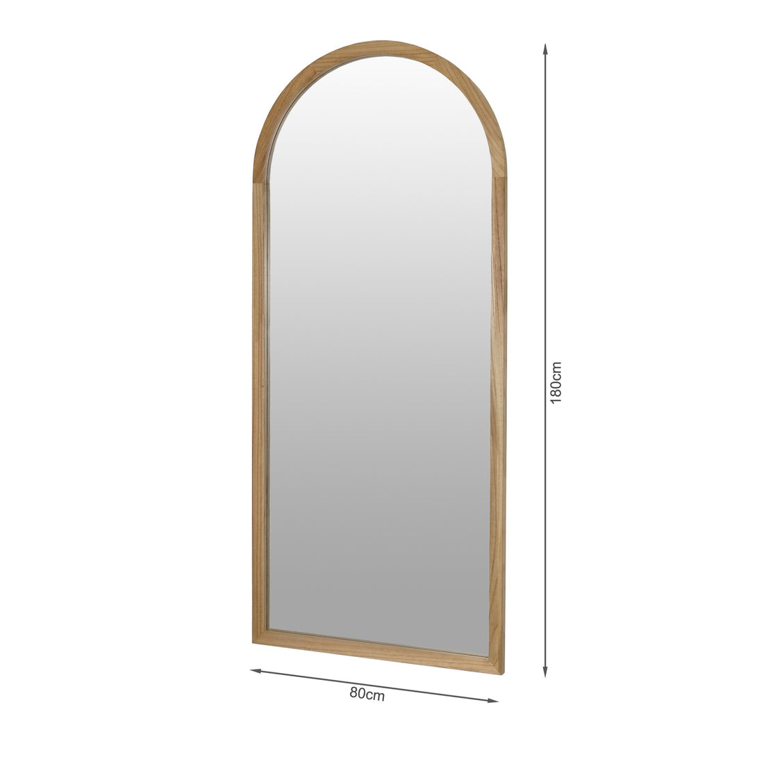 Halo Arched Full Length Mirror 180cm - Light Wood