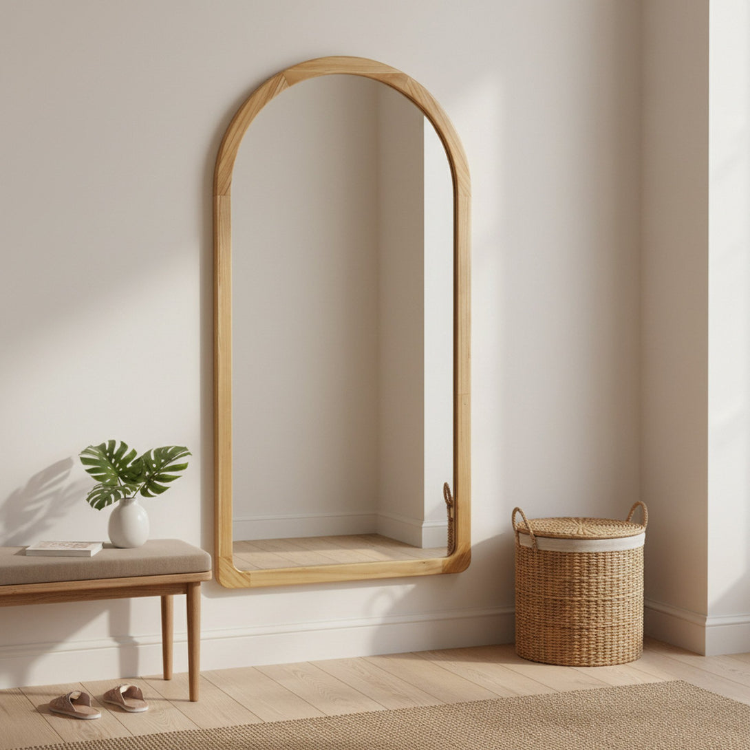 Eden Arched Full Length Mirror 190cm - Light Wood