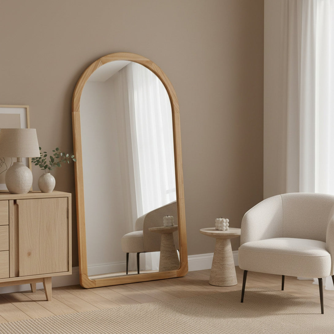 Eden Arched Full Length Mirror 190cm - Light Wood