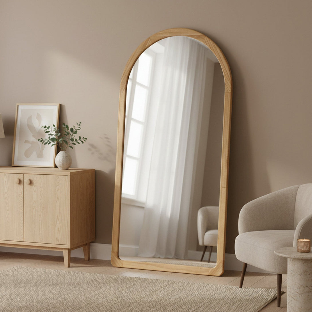 Eden Arched Full Length Mirror 190cm - Light Wood
