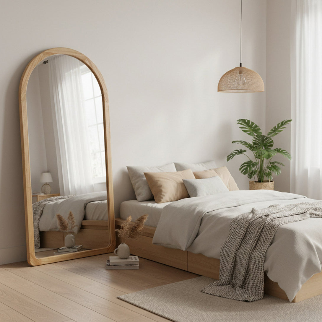 Eden Arched Full Length Mirror 190cm - Light Wood