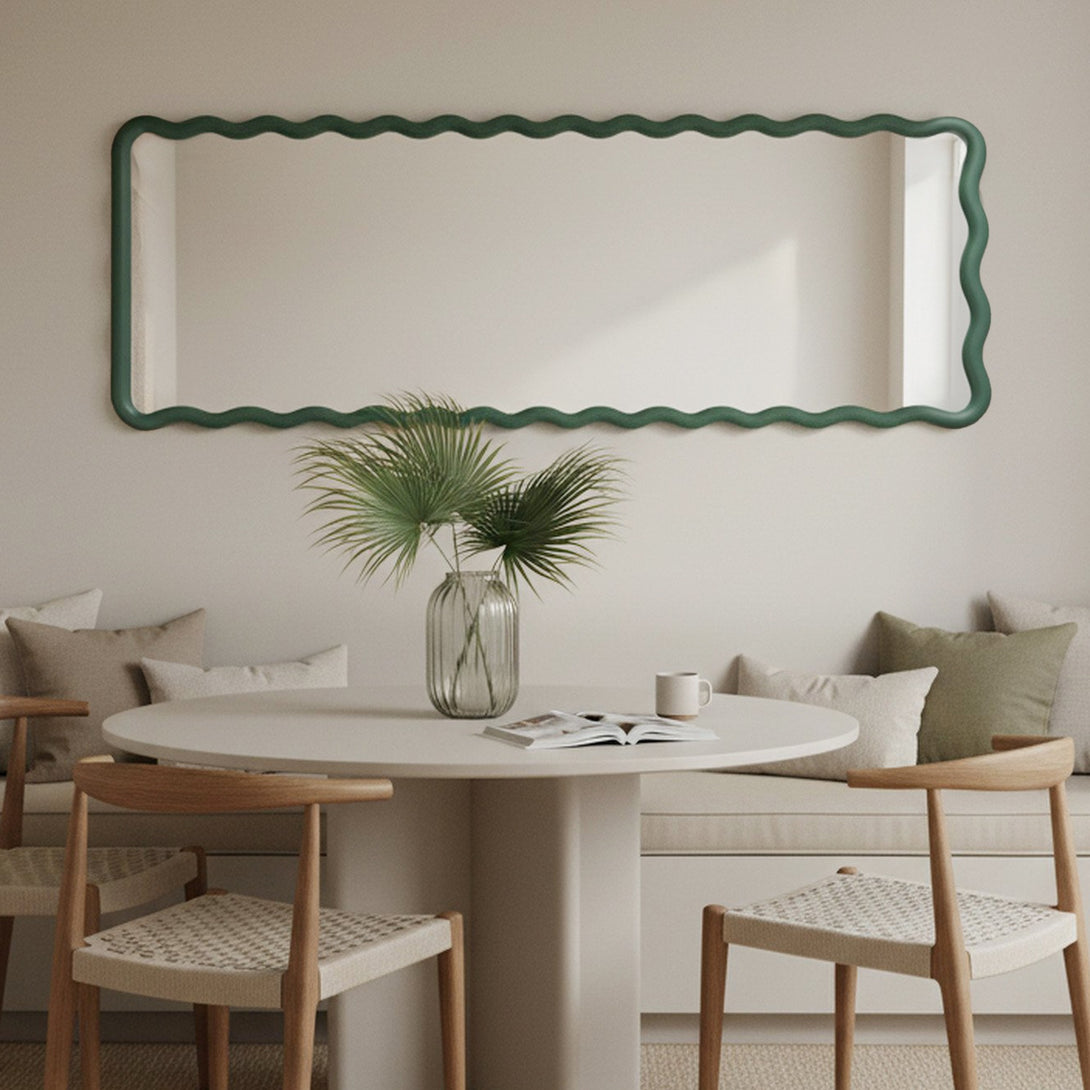 Ripple Wavy Wooden Full Length Mirror 160cm - Sage