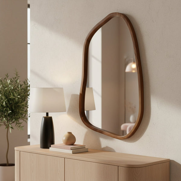 Bliss Pebble Wall Mirror 80cm - Light Wood