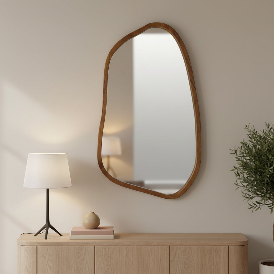 Bliss Pebble Wall Mirror 80cm - Light Wood