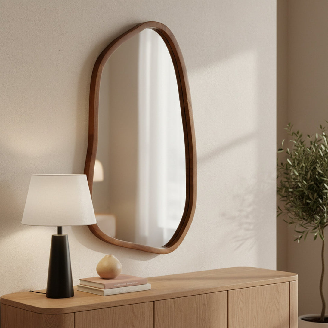 Bliss Pebble Wall Mirror 80cm - Light Wood