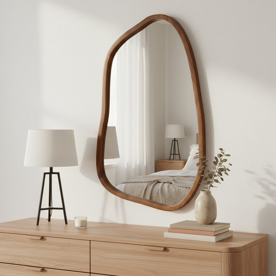 Bliss Pebble Wall Mirror 80cm - Light Wood