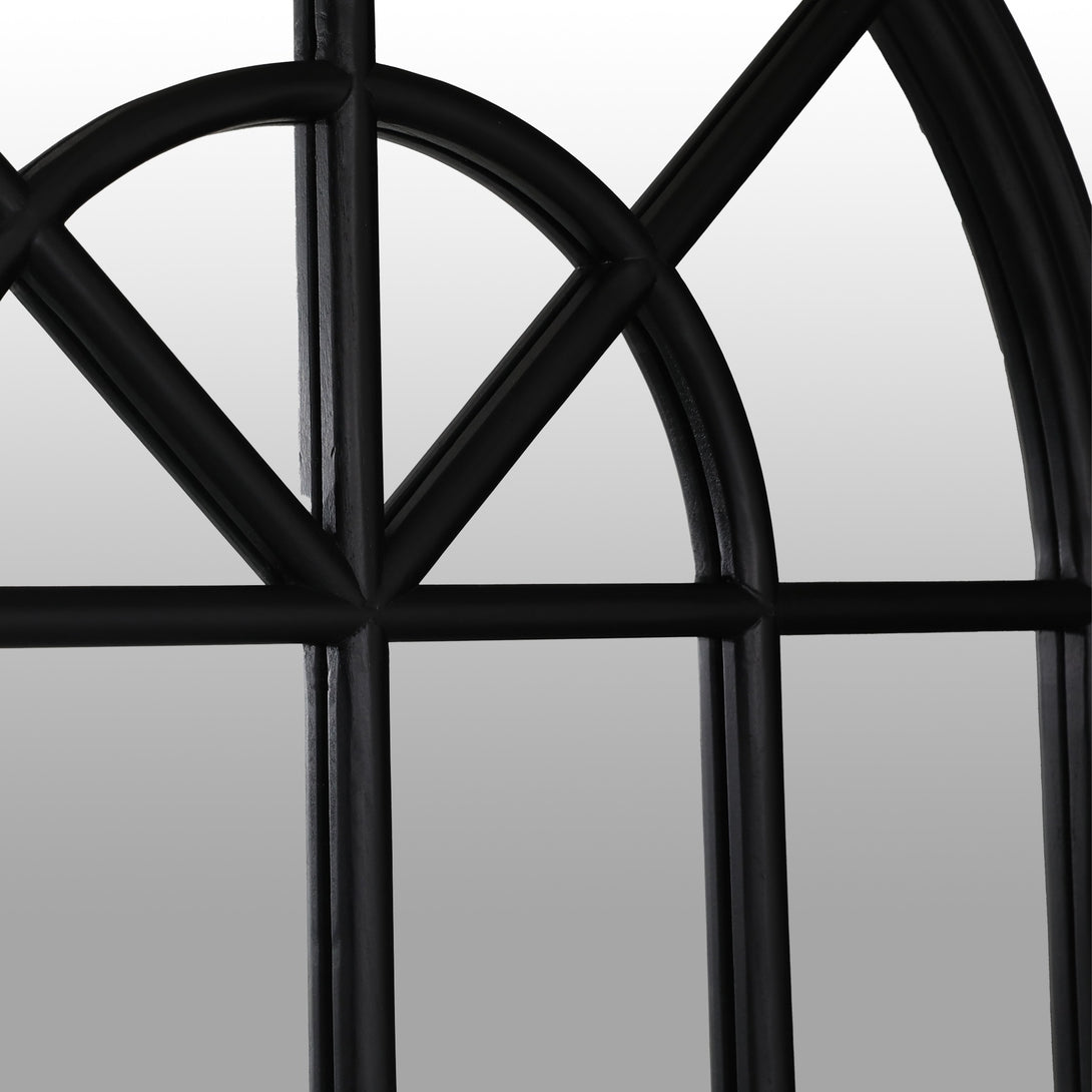 Lattice Arched Wooden Mirror 120cm - Black