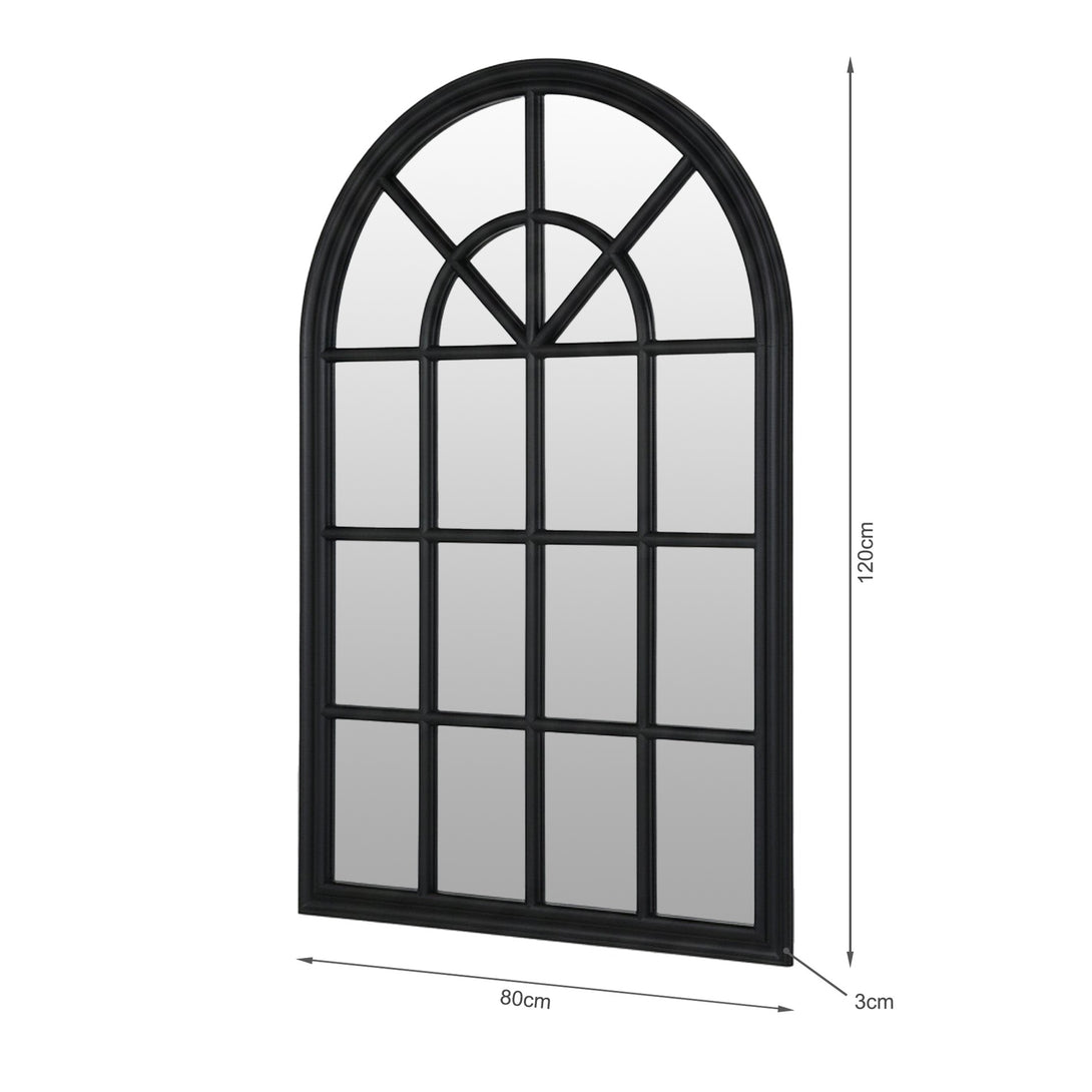 Lattice Arched Wooden Mirror 120cm - Black