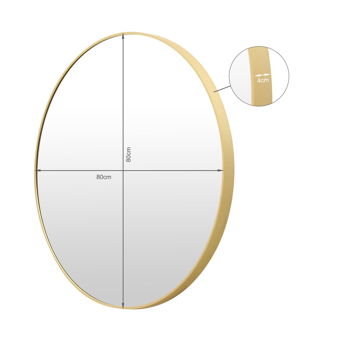 Aura Round Metal Framed Wall Mirror 80cm - Gold