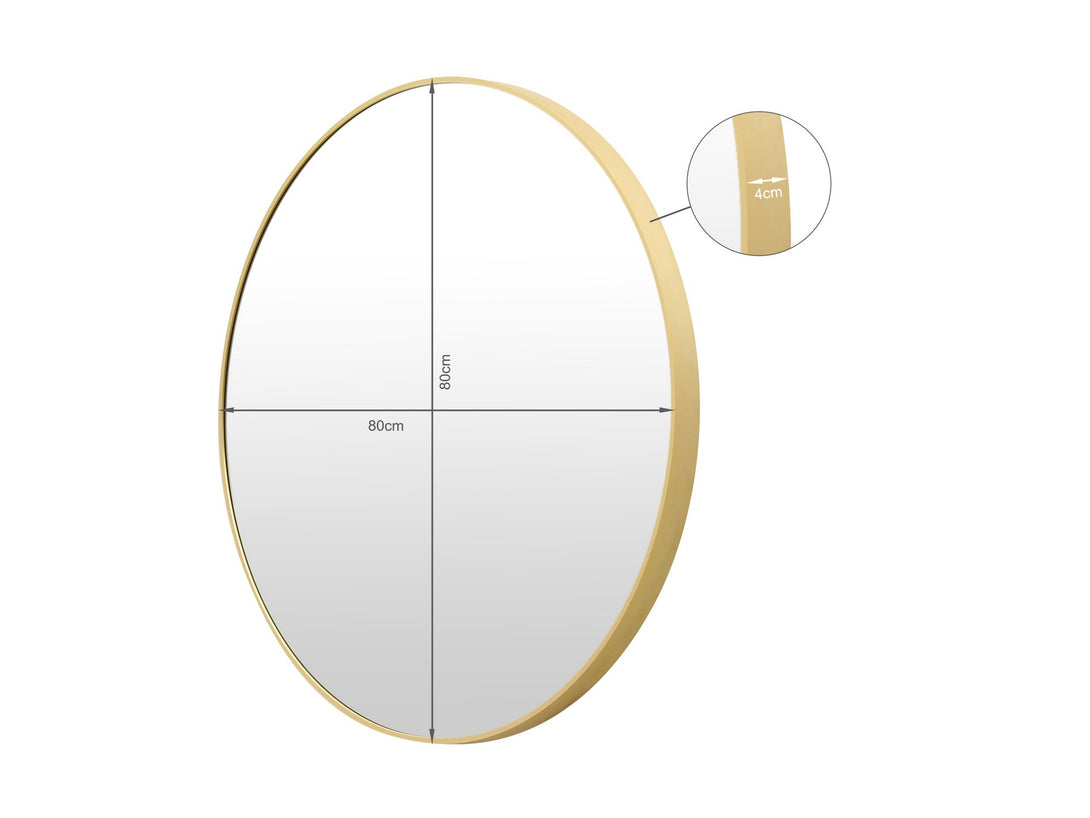 Aura Round Metal Framed Wall Mirror 80cm - Gold