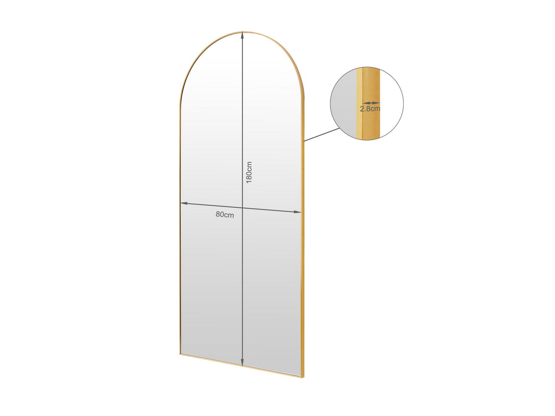 Archie Metal Arched Full Length Mirror - Gold