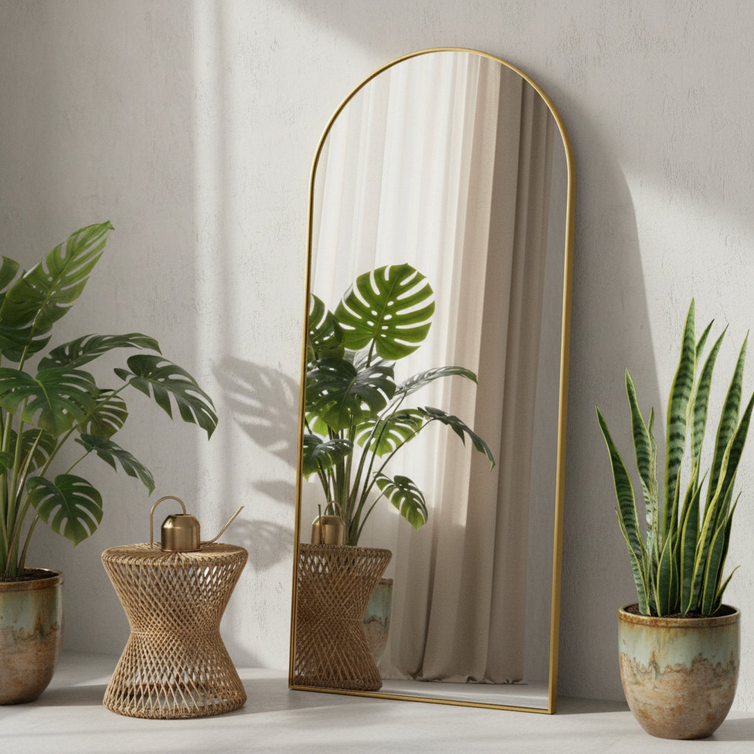 Archie Metal Arched Full Length Mirror - Gold
