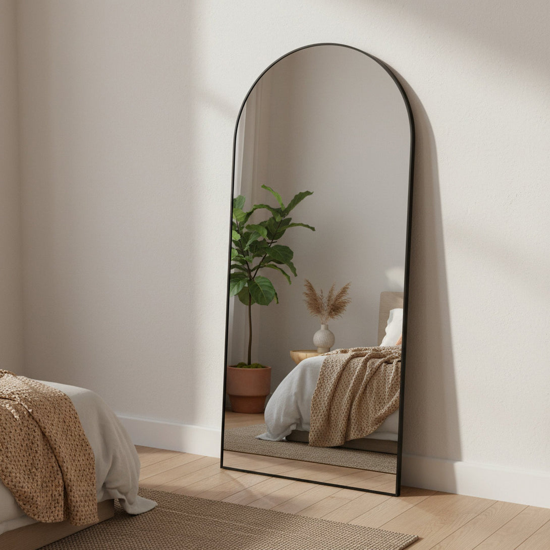 Alto Metal Arched Full Length Mirror - Black