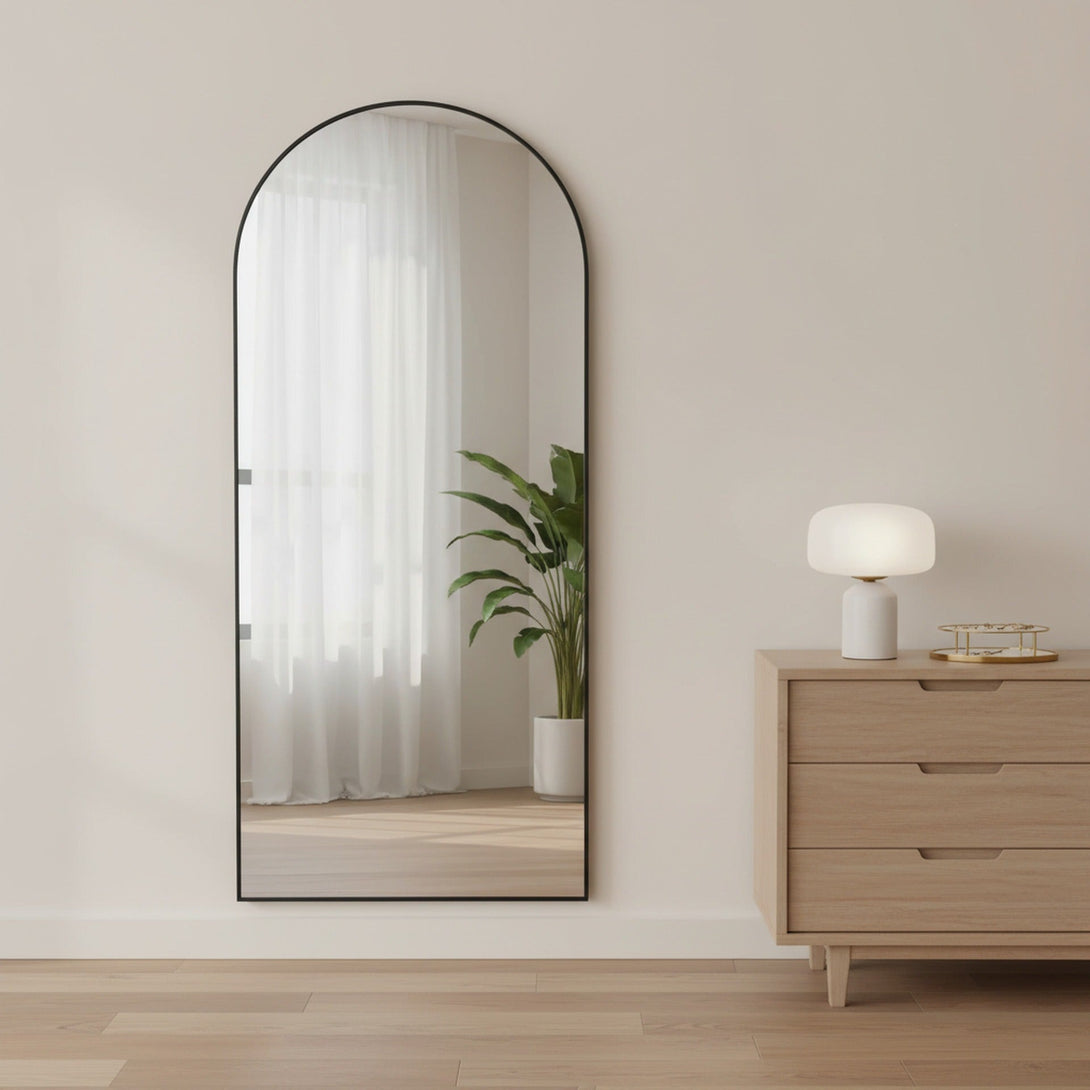 Alto Metal Arched Full Length Mirror - Black