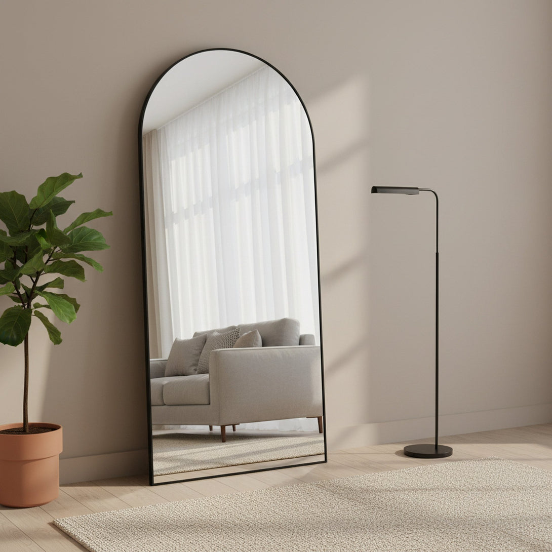 Alto Metal Arched Full Length Mirror - Black