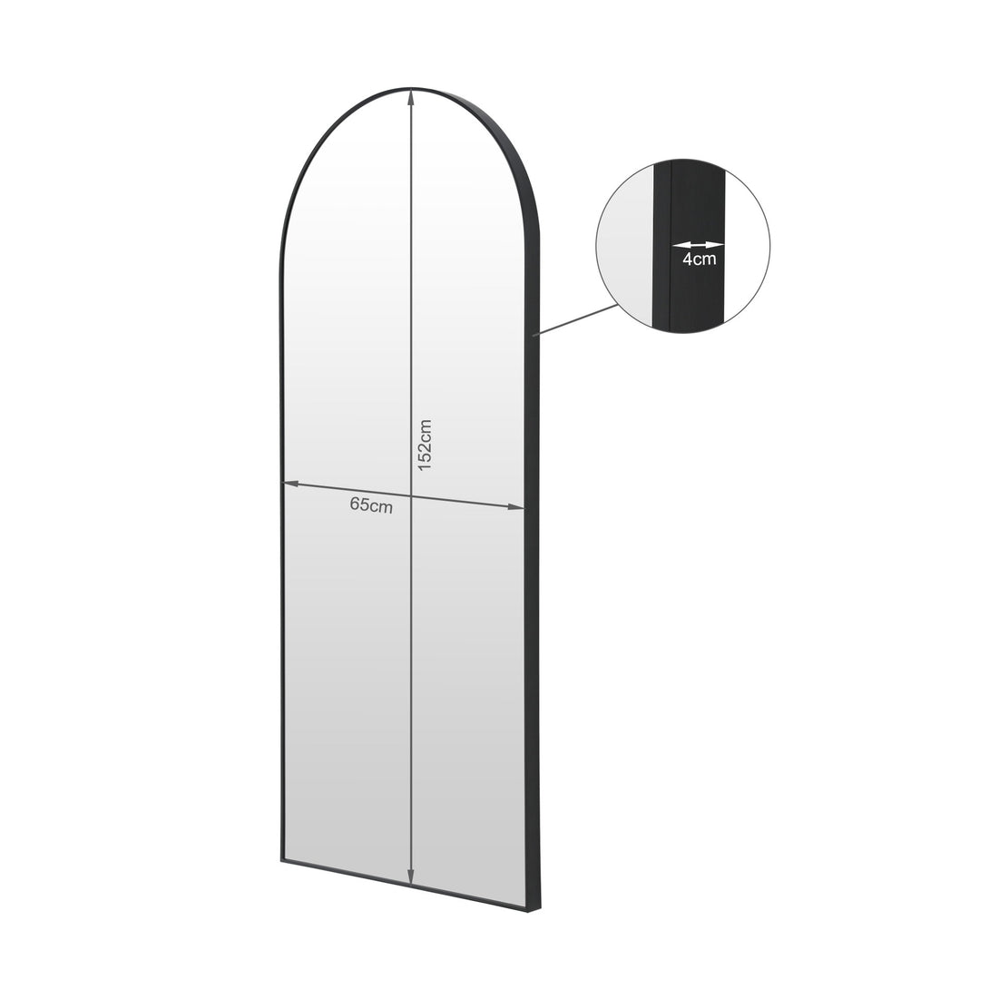 Alto Metal Arched Full Length Mirror - Black