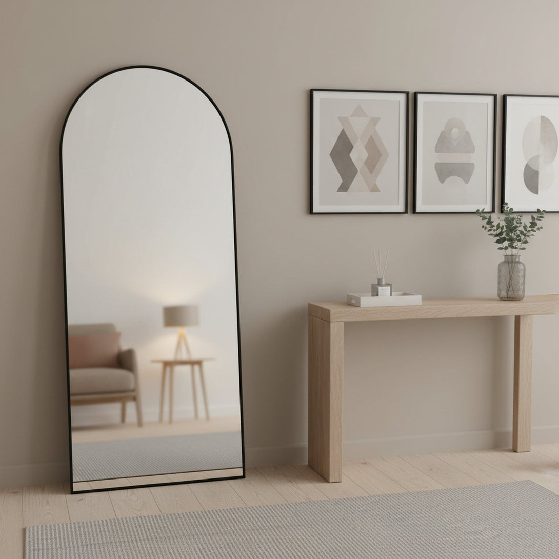 Alto Metal Arched Full Length Mirror - Black