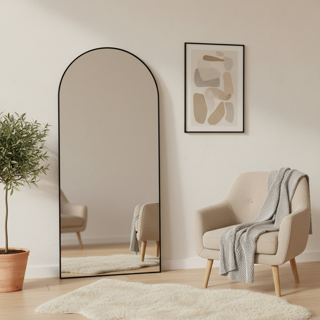 Alto Metal Arched Full Length Mirror - Black