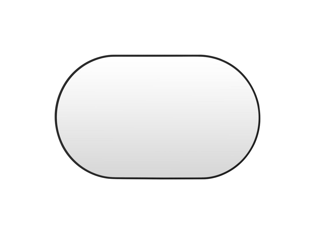 Luna Oval Metal Framed Wall Mirror - Black