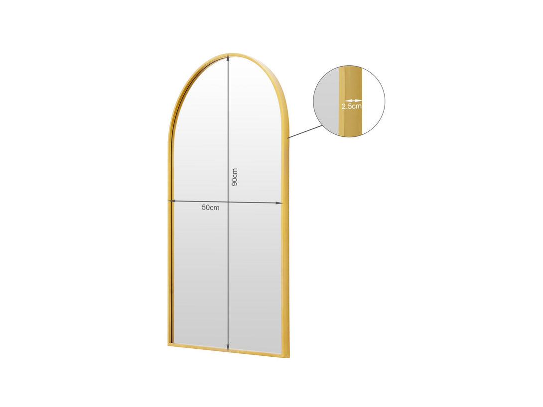Luna Arched Metal Wall Mirror - Gold