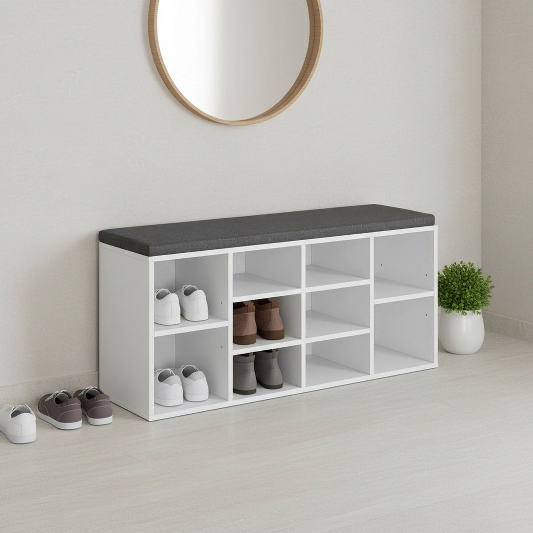 HIKAKA Shoe Cabinet Shoe Bench - White
