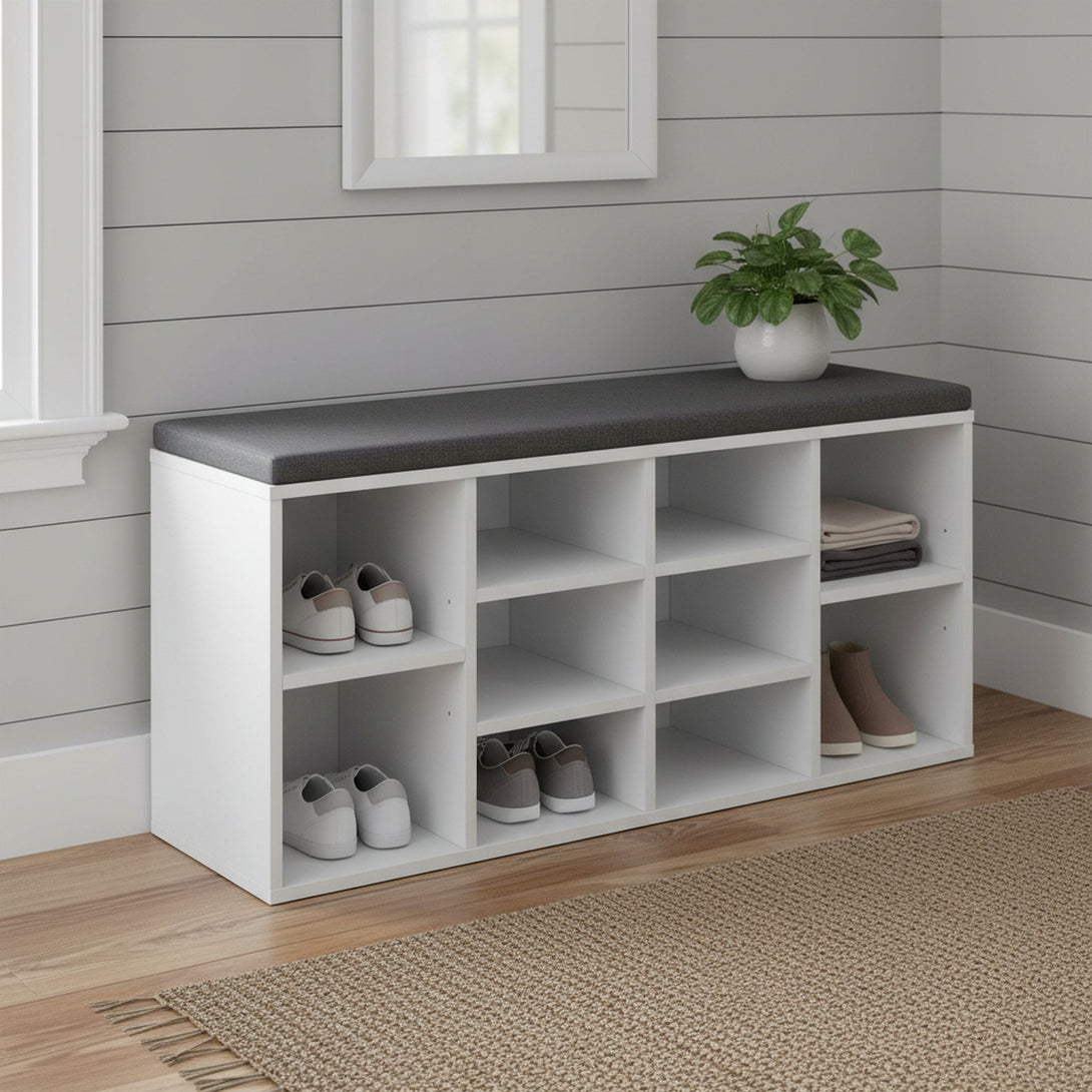 HIKAKA Shoe Cabinet Shoe Bench - White