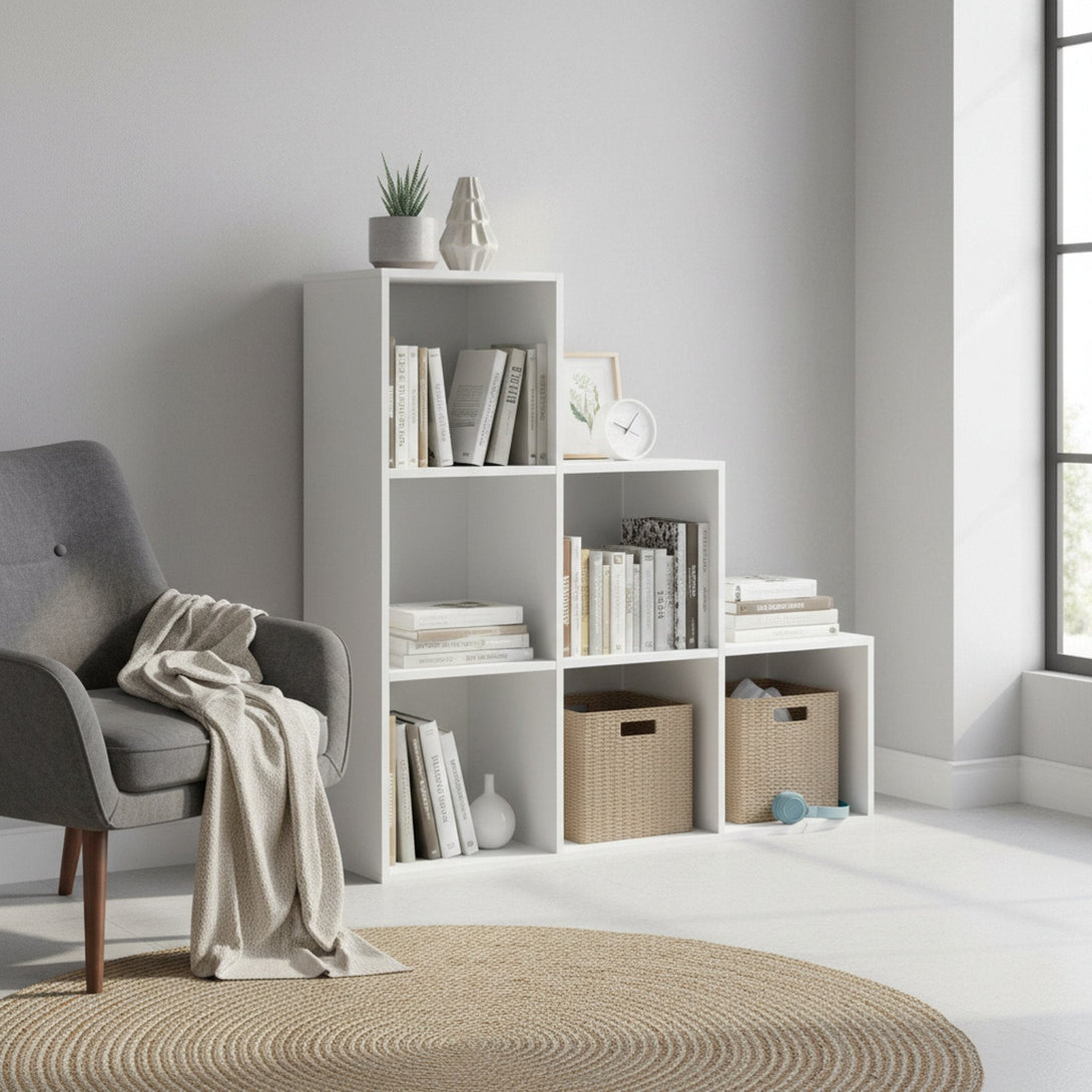 TANA 6 Cube Square Bookshelf - White | Stylish Storage – Treasurebox
