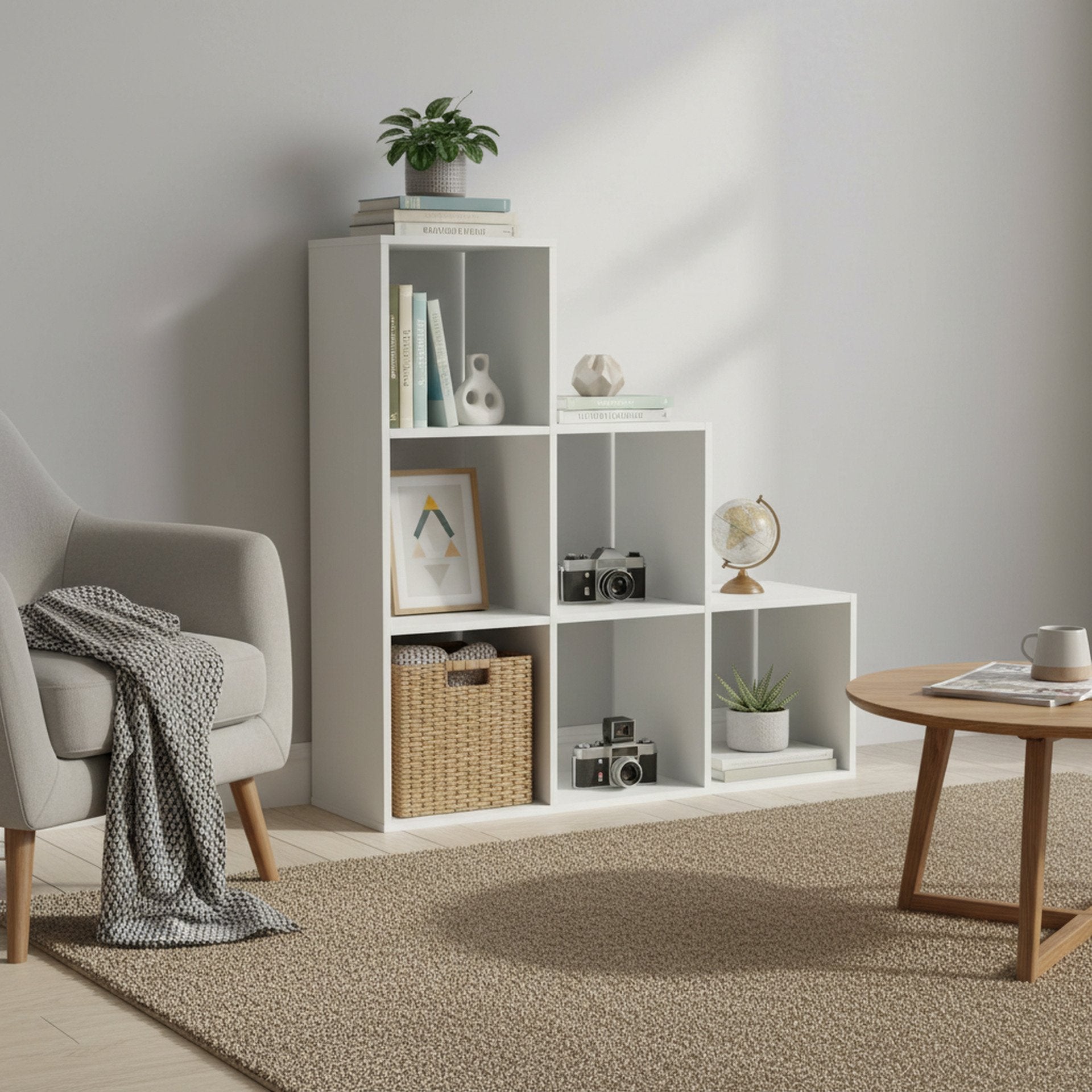 TANA 6 Cube Square Bookshelf - White | Stylish Storage – Treasurebox