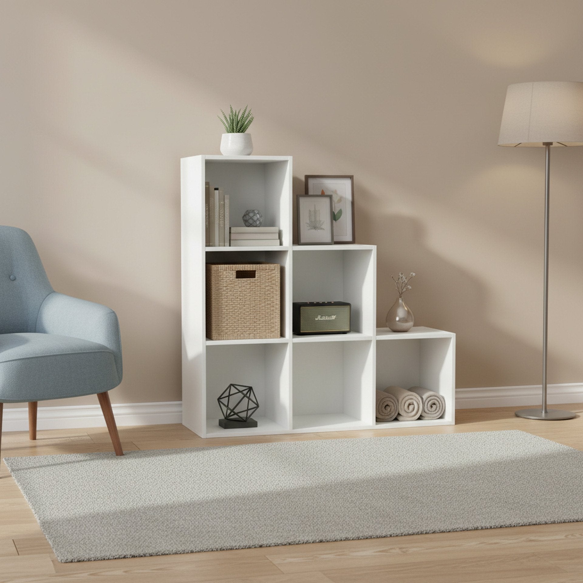 TANA 6 Cube Square Bookshelf - White | Stylish Storage – Treasurebox
